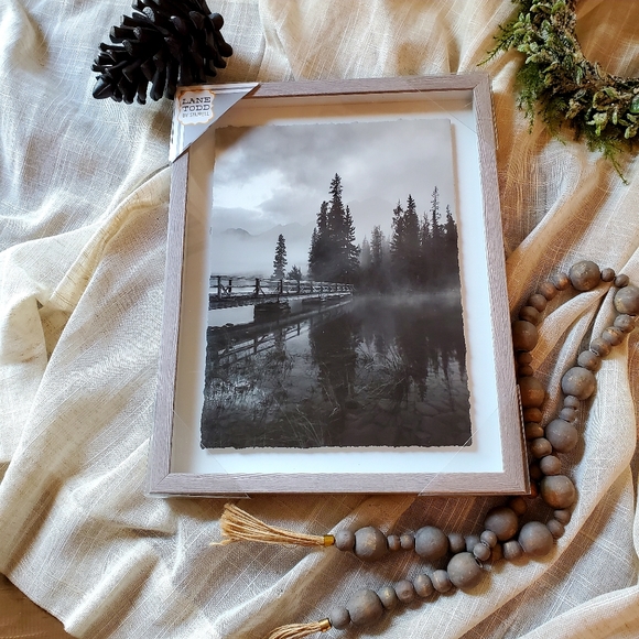 Framed Black-White Lake Landscape Photography - Picture 1 of 7